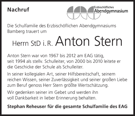 Anzeige von Anton Stern von MGO