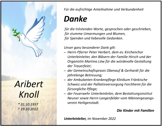 Anzeige von Aribert Knoll von MGO