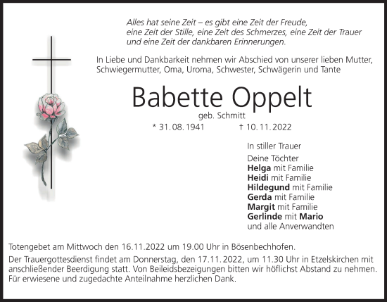 Anzeige von Babette Oppelt von MGO