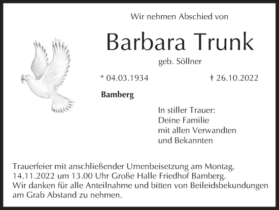 Anzeige von Barbara Trunk von MGO