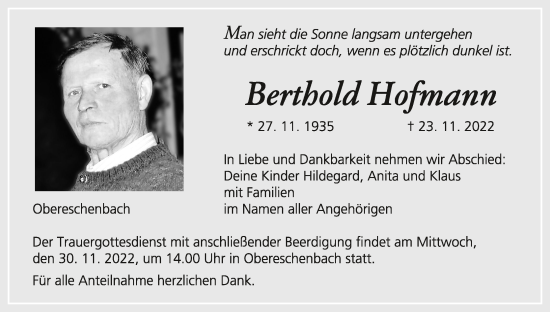Anzeige von Berthold Hofmann von MGO