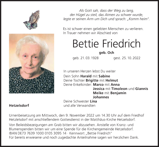 Anzeige von Bettie Friedrich von MGO