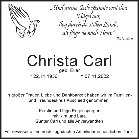 Anzeige von Christa Carl von MGO