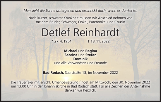 Anzeige von Detlef Reinhardt von MGO