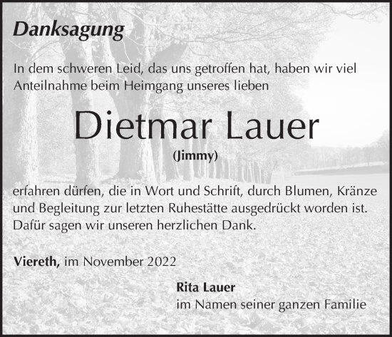 Anzeige von Dietmar Lauer von MGO