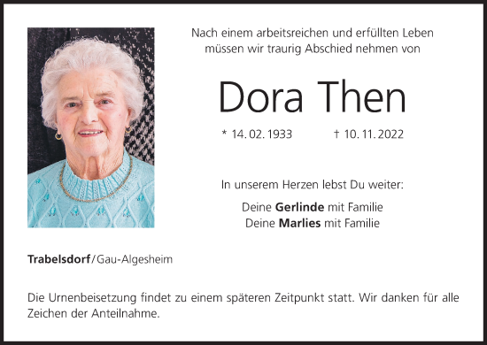 Anzeige von Dora Then von MGO