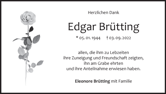 Anzeige von Edgar Brütting von MGO