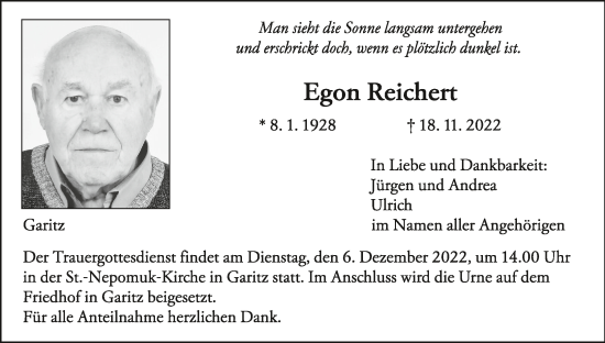 Anzeige von Egon Reichert von MGO