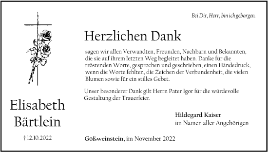 Anzeige von Elisabeth Bärtlein von MGO