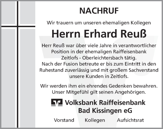 Anzeige von Erhard Reuß von MGO