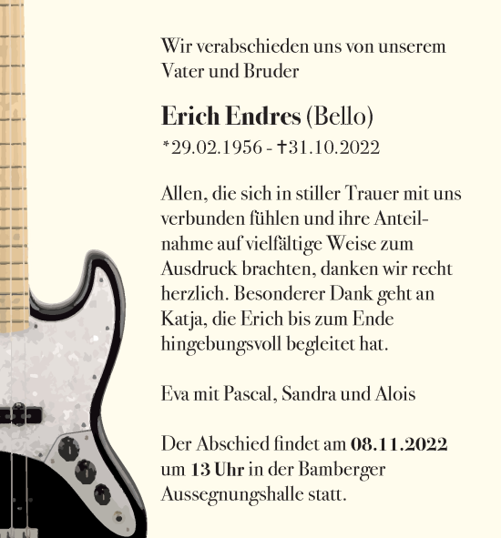 Anzeige von Erich Endres von MGO