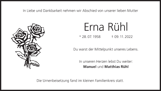 Anzeige von Erna Rühl von MGO