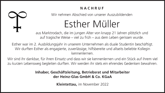 Anzeige von Esther Müller von MGO