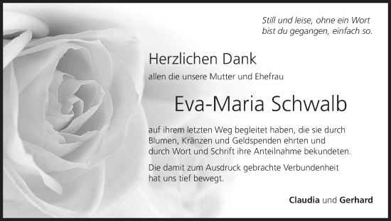 Anzeige von Eva-Maria Schwalb von MGO