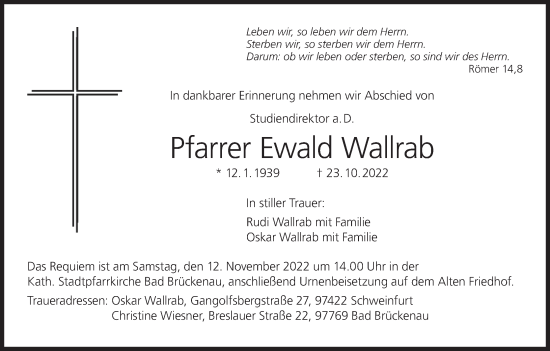 Anzeige von Ewald Wallrab von MGO