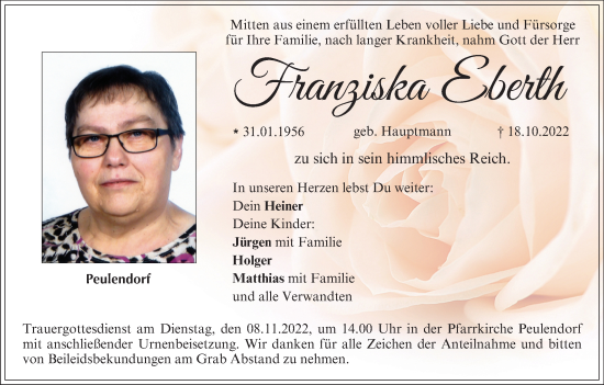 Anzeige von Franziska Eberth von MGO