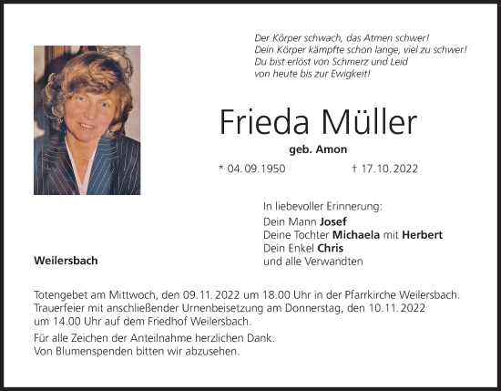 Anzeige von Frieda Müller von MGO