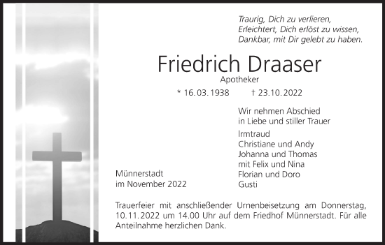 Anzeige von Friedrich Draaser von MGO