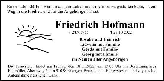 Anzeige von Friedrich Hofmann von MGO