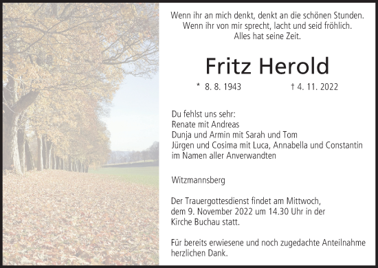Anzeige von Fritz Herold von MGO