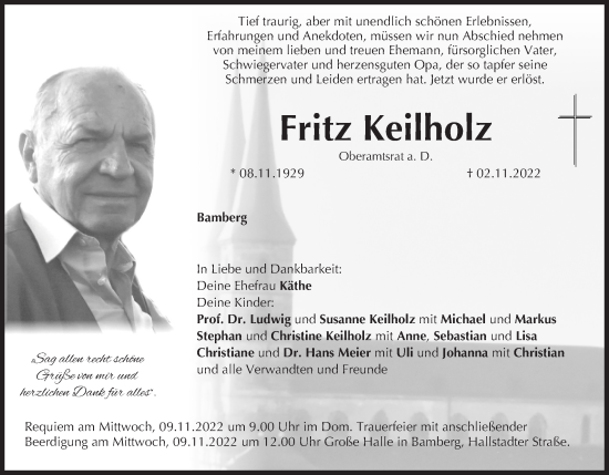 Anzeige von Fritz Keilholz von MGO