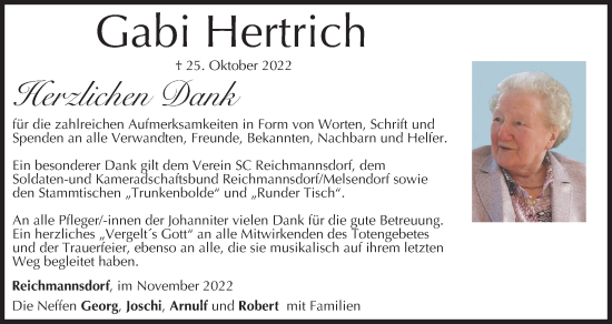 Anzeige von Gabi Hertrich von MGO