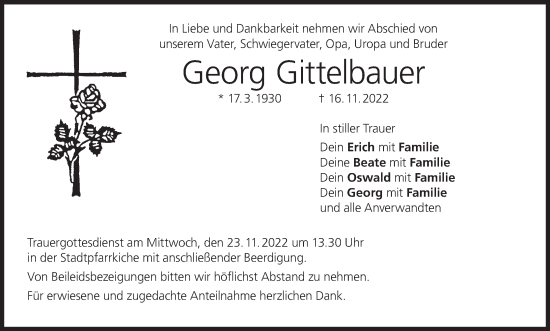Anzeige von Georg Gittelbauer von MGO