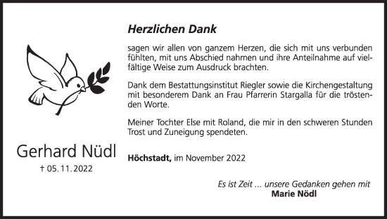 Anzeige von Gerhard Nüdl von MGO