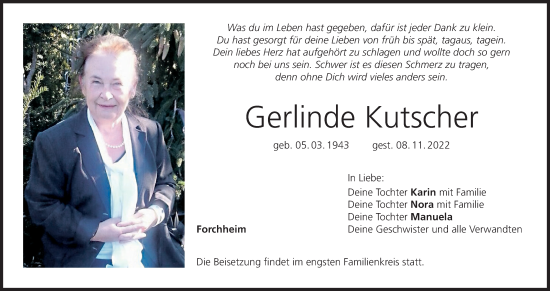 Anzeige von Gerlinde Kutscher von MGO