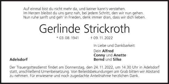 Anzeige von Gerlinde Strickroth von MGO