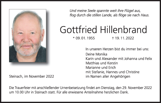 Anzeige von Gottfried Hillenbrand von MGO