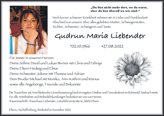 Anzeige von Gudrun Maria  Liebender von MGO