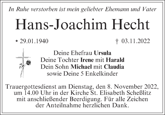 Anzeige von Hans-Joachim Hecht von MGO