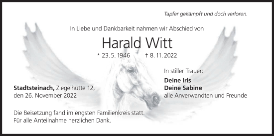 Anzeige von Harald Witt von MGO