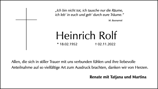 Anzeige von Heinrich Rolf von MGO