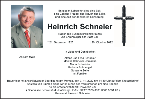 Anzeige von Heinrich Schneier von MGO