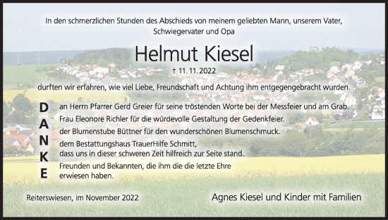 Anzeige von Helmut Kiesel von MGO