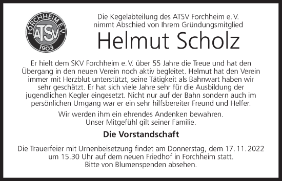 Anzeige von Helmut Scholz von MGO