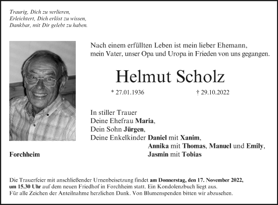 Anzeige von Helmut Scholz von MGO