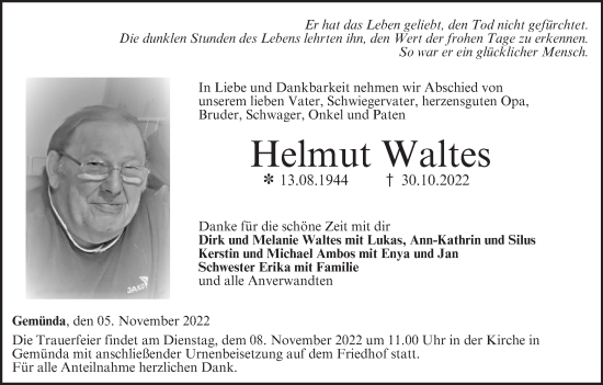 Anzeige von Helmut Waltes von MGO