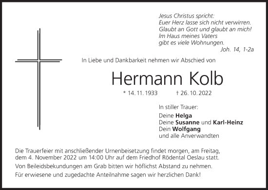 Anzeige von Hermann Kolb von MGO