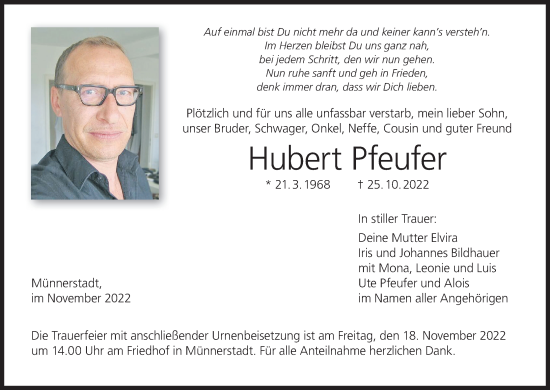Anzeige von Hubert Pfeufer von MGO