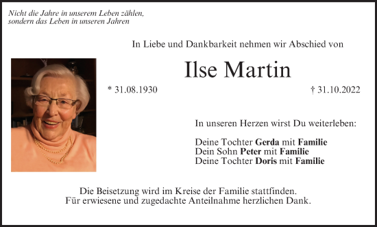 Anzeige von Ilse Martin von MGO