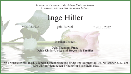 Anzeige von Inge Hiller von MGO