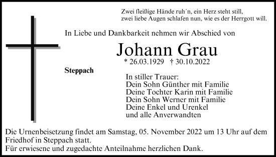 Anzeige von Johann Grau von MGO