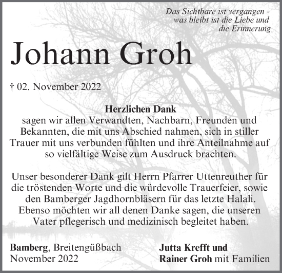 Anzeige von Johann Groh von MGO