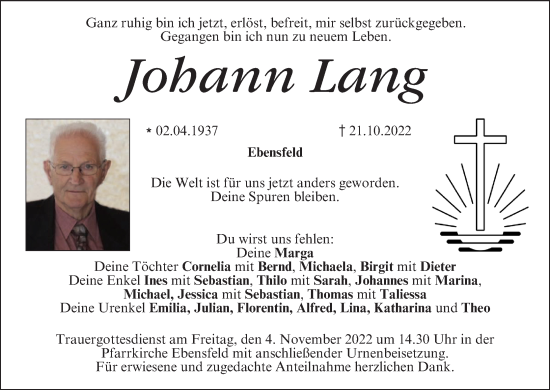 Anzeige von Johann Lang von MGO