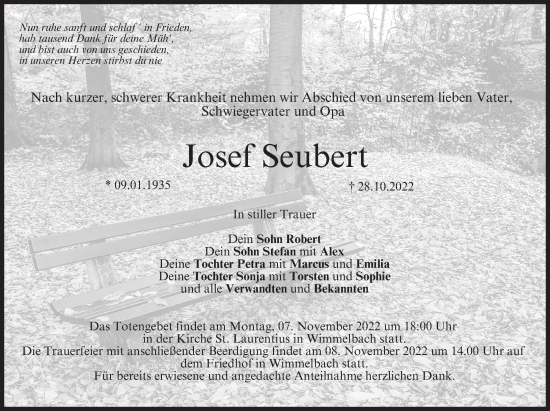 Anzeige von Josef Seubert von MGO