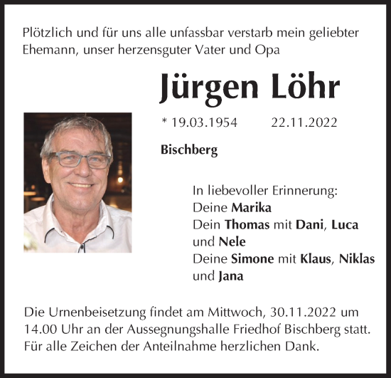 Anzeige von Jürgen Löhr von MGO