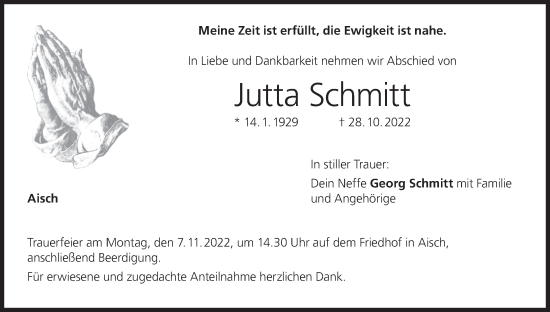 Anzeige von Jutta Schmitt von MGO